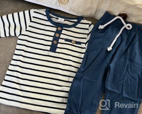 img 5 attached to Fall Baby Boy Clothes Crew Neck Striped Tshirt Top Elastic Waist Pants Photoshoot Winter Outfits
