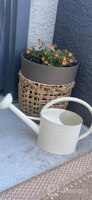 img 1 attached to HORTICAN 1 Gal Galvanized Steel Watering Can Decorative Farmhouse Style Watering Can, Removable Rosette-Diffuser, Perfect For Indoor And Outdoor Use review by Melissa Marie