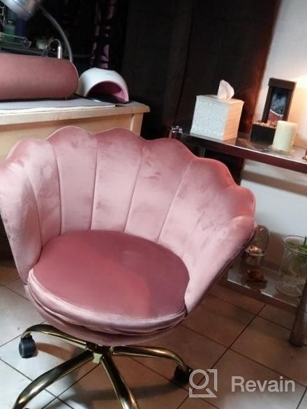 img 1 attached to Velvet Pink Makeup Arm Chair With Gold Base - Kmax Office Desk Chair For Ultimate Comfort And Style review by Enes Patiag