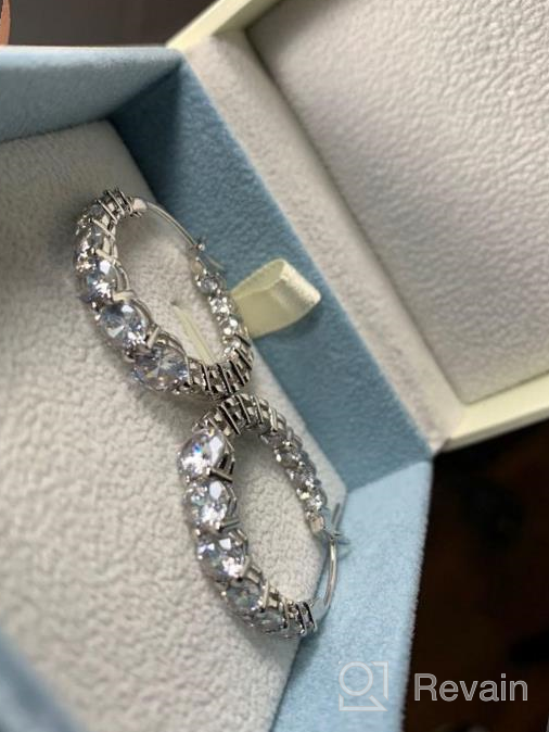 img 1 attached to 💎 Stunning FANCIME Sterling Silver Inside Out CZ Hoop Earrings - White Gold Plated, 1 Inch Diameter review by Stephanie Anderson