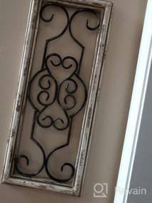 img 8 attached to Stylish Window Inspired Wall Art - 10" X 1" X 25" Deco 79 Wood Scroll With Metal Scrollwork Relief In White