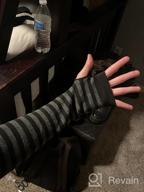 img 1 attached to Bellady 3 Pairs Striped Arm Warmers Fingerless Gloves For Women review by Allison Acosta