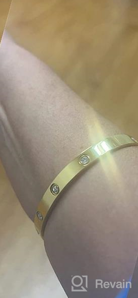 img 1 attached to 💖 QIMOOQ Love Bracelet: Oval Friendship Bangle for Women Girls with Cubic Zirconia, Stainless Steel, Hinged Crystal Bracelet with Open Clasp, Bangle Jewelry for Birthday Christmas Gifts review by Anne Franson