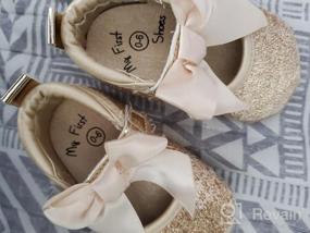 img 7 attached to 👶 Lidiano Baby Girls Bowknot Sequins Bling Anti-Slip Mary Jane Flat Crib Shoes + Headband Combo