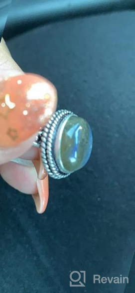 img 1 attached to Gorgeous Handmade Natural Moonstone Tiger Eye Malachite Solitaire Ring - 10x14mm Oval Shape - Genuine Gemstone - 925 Silver Overlay review by Matt Eason