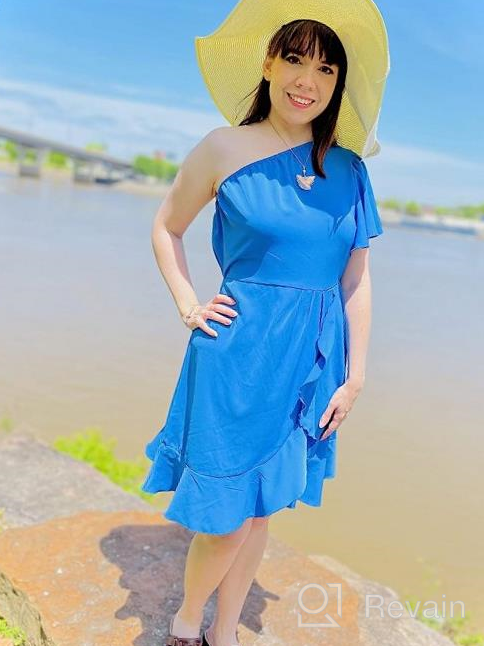 img 1 attached to Flaunt Your Style With Angashion One-Shoulder Ruffle Hem Summer Dress For Women review by Sharon Smith