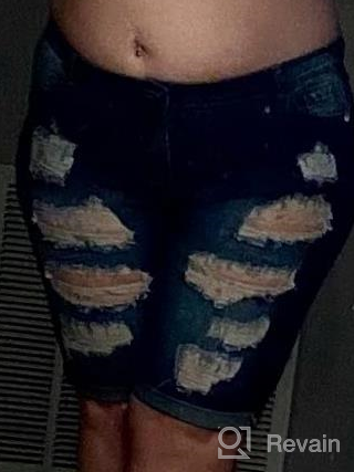img 1 attached to Women'S High Waisted Ripped Hole Distressed Denim Shorts review by David Angelboy