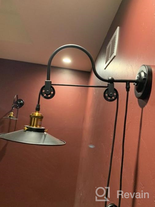 img 1 attached to Adjustable Pulley Wheel Industrial Wall Lamp: Lingkai Wall Sconces With Gooseneck, Black Wall Mounted Light Fixture review by Brett Tierney