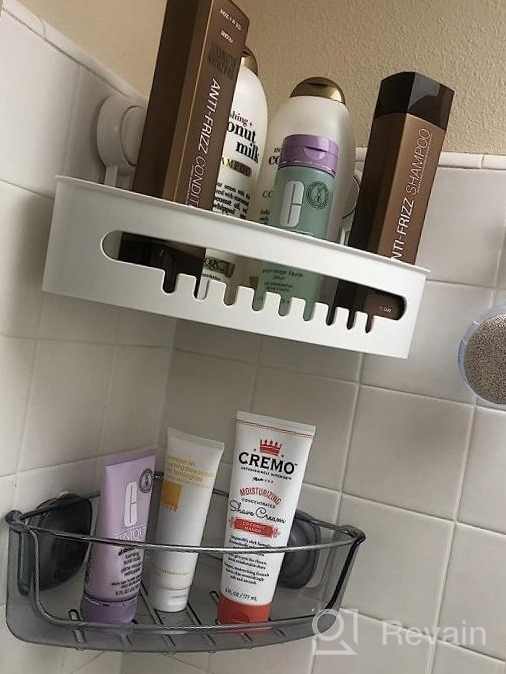 img 1 attached to Stainless Steel 2 Tier Corner Shower Caddy With Suction Cups - No Drilling Required - Removable Bathroom Basket Shelf With Hooks For Wall Mounted Organization - Waterproof And Chromed review by Justin Anderson