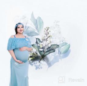img 7 attached to Эластичное макси-платье для фотосессии с оборками и кружевом с открытыми плечами для беременных от Molliya