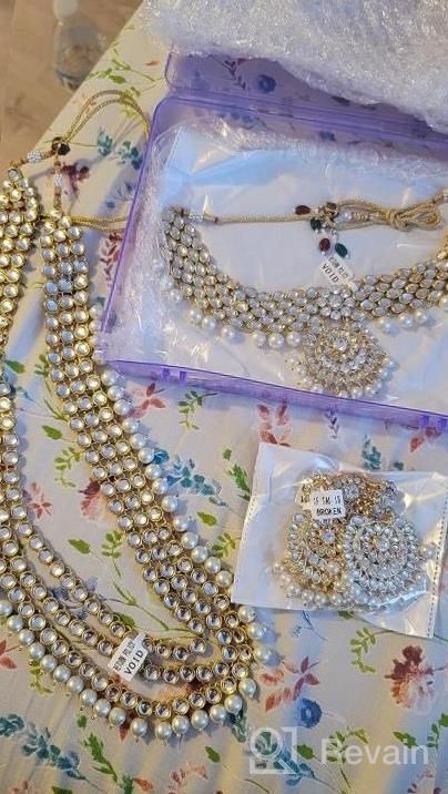 img 1 attached to Exquisite Indian Bridal Jewellery Set With Long Choker Necklace, Earrings And Maang Tikka - Aheli Kundan Beaded Collection review by Linda Fournier