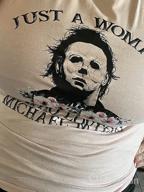 img 1 attached to Michael Myers Halloween Vintage Horror Movie T-Shirt Women'S Blouse Flowers Graphic Tee Top review by Alex Panda