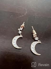 img 5 attached to ⭐✨ Exquisite Moon Star Dangle Earrings for Women Girls - Chic Asymmetrical Star Moon Earring with CZ Crescent Drops, Made of S925 Sterling Silver, Rose Gold Plated Ear Studs - Elegant and Delicate Women Jewelry