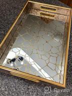 img 1 attached to MAONAME Gold Decorative Tray - Printed Marble Glass Serving Tray W/ Handles For Coffee Table, Ottoman & Bathroom Vanity - 15.75" X 10.2" X 1.58 review by Chris Wilson