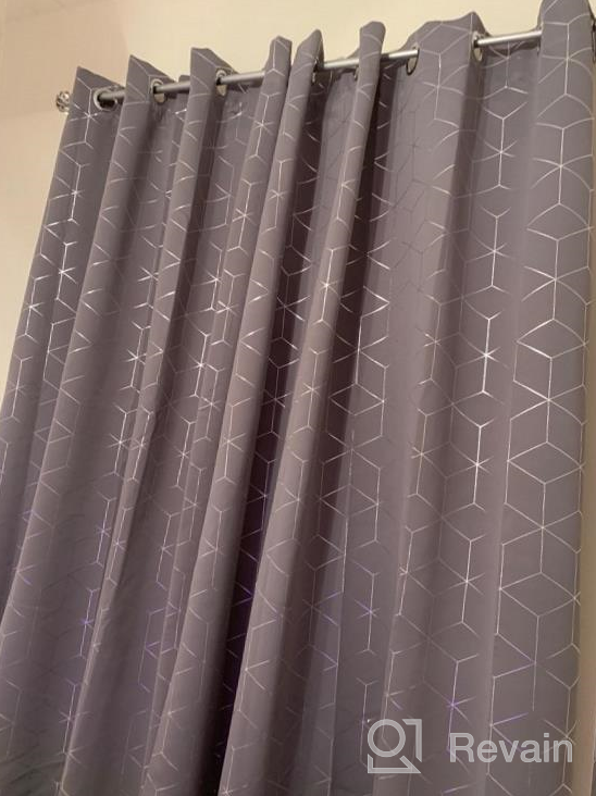 img 1 attached to Deconovo Blackout Curtains 45 Inch Length Room Darkening Silver Diamond Foil Print Curtain For Living Room, 2 Panels (Black, 42 X 45 Inch) review by Angie Miller