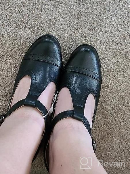 img 1 attached to Womens Leather Mary Jane Oxfords - Classic T-Strap Platform, Chunky Mid-Heel Pumps With Square Toe Design For Dressy And Formal Occasions By DADAWEN review by Matthew Goozmer