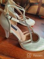 img 1 attached to Chic And Comfy: Low Heel Satin Bridal Wedding Shoes For Women With Ankle Strap And Platform review by Christopher Scales