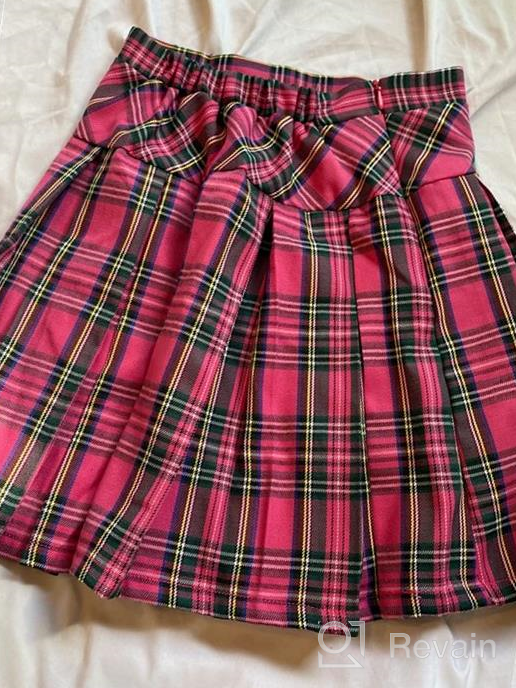 img 1 attached to Trendy Tartan Girls Skirt: Ideal School Uniform for Girls' Clothing review by Amanda Romero