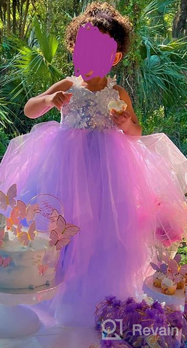 img 1 attached to 🌈 Lace Tulle Rainbow Flower Girls Dress with Spaghetti Straps for Birthday Party Princess Ball Gowns review by George Cochran