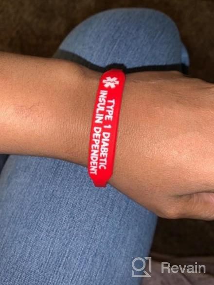 img 1 attached to Medical Alert Bracelet - 100% Silicone Medical ID Wristband - Personalized Silicone Rubber Medical Bracelet - Customized With Engraving - Medical ID Band For Men, Women review by Braden Bowers