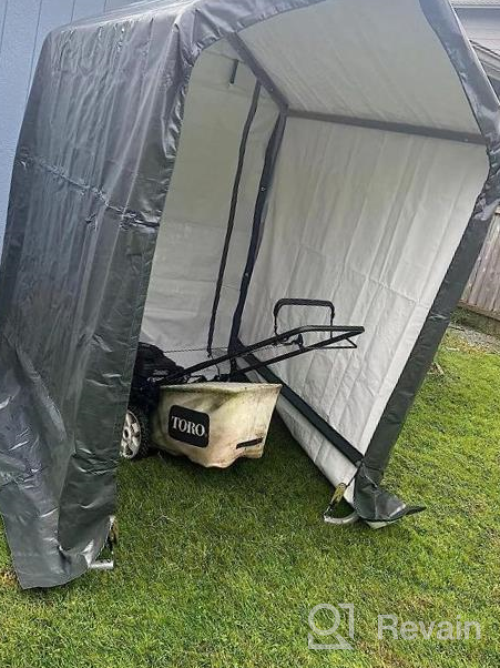 img 1 attached to 8X8 Ft Outdoor Storage Shelter Tent With Rollup Zipper Door - Waterproof And UV Resistant Carport Shed For Bicycle, Motorcycle ATV & Gardening Vehicle - ASTEROUTDOOR Portable Garage Kit Dark Gray review by Charles Long