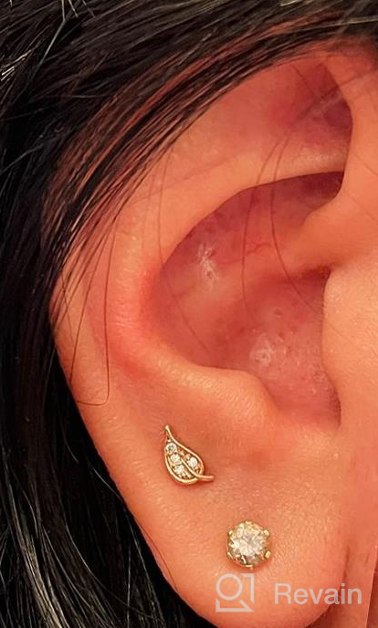 img 1 attached to 🌿 20G Surgical Steel CZ Leaf Cartilage Helix Auricle Tragus Piercing Earrings by Candyfancy for a Comfortable Sleeper Experience review by Mae Howard