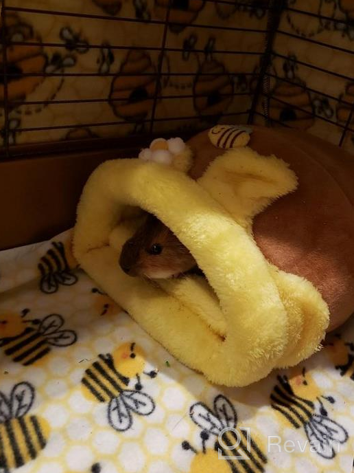 img 1 attached to Cozy Fleece Snuggle Sack Bed For Small Animals - Rabbit, Guinea Pig, Hamster, Chinchilla, Squirrel, Rat - Yellow Bee Design - Ideal For Cage - Size Small review by Eric Budd