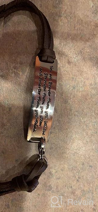 img 1 attached to Yiyang Motivational Inspirational Leather Bracelet - Adjustable Bangle Jewelry in Stainless Steel review by Chad Fox
