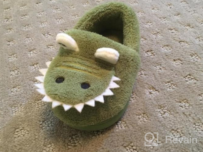 img 1 attached to Cute Dinosaur Slippers For Toddler Boys And Girls - Warm Fur House Shoes For Indoor Bedroom Wear review by Paula Camacho