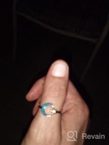 img 5 attached to Регулируемые кольца из стерлингового серебра Star Moon Blue Opal для женщин - Потрясающее кольцо Blue Star Moon Opal