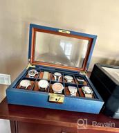 img 1 attached to ROTHWELL 10 Slot Leather Watch Box - Premium Watch Case for Men and Women - Stylish Jewelry Organizer with Locking Feature - Large Glass Top Display - Tan/Brown review by Rich Montgomery