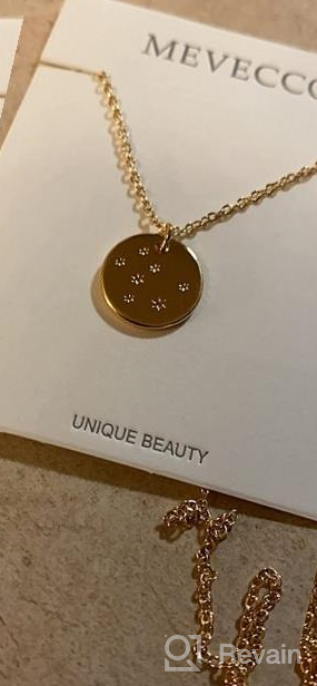 img 1 attached to Mevecco 18K Gold Plated Zodiac Coin Necklace with Horoscope Sign Engraving - Personalized Constellation Pendant on Dainty Chain review by Nikki Castro