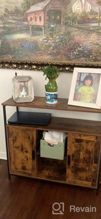 img 1 attached to Rustic Brown 2 Door Storage Cabinet With Adjustable Shelves, Buffet Sideboard For Dining Room, Living Room, Bedroom review by Brian Henley