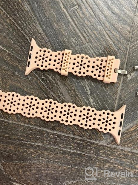 img 1 attached to 3-Pack Compatible Apple Watch Band Women 41/40/38Mm Soft Silicone Lace Flower Cutouts Scalloped Breathable Waterproof Sweatproof IWatch Series 8 7 6 5 4 3 2 1 SE Bands For Girls Teens. review by Peter Boisvert