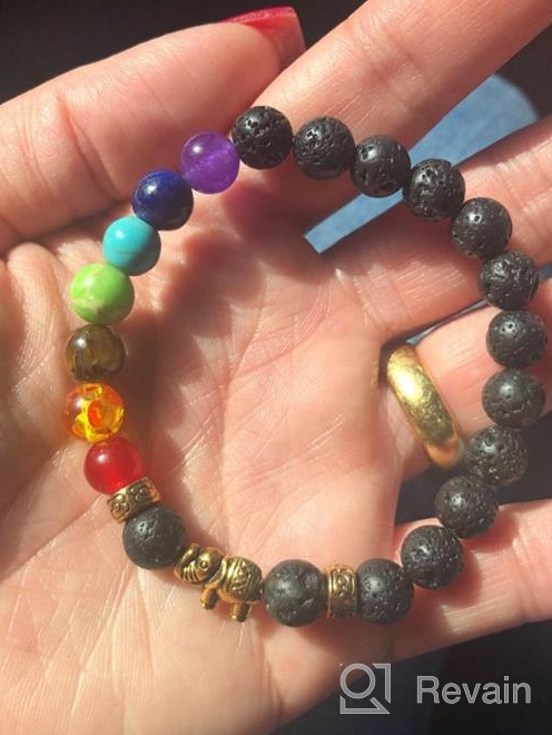 img 1 attached to 🧘 Chakra Bracelet - Elephants Gifts for Women and Men - Natural 8mm Lava Rock Bead Stress Relief Yoga Bracelet - Aromatherapy Essential Oil Diffuser Bracelet for Women, Girls review by Tony Doolittle