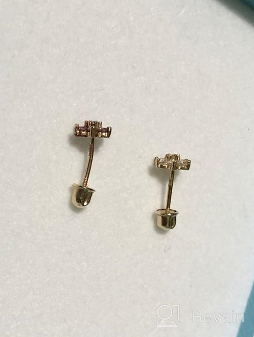 img 1 attached to 🌼 Stunning 14k Yellow Gold Cubic Zirconia Mini Flower Screw Back Stud Earrings: Pink or White Flower review by Olusola Reid