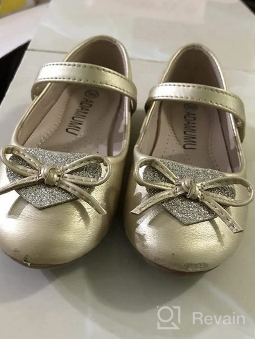 img 1 attached to 🌸 ADAMUMU Mary Jane Dress Shoes for Girls - Princess Flats with Bowknot Flower and Elastic Band - Perfect for Party, Wedding, Dress Up review by Jeff Wieczorek