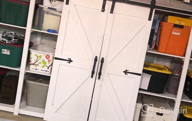 img 1 attached to DIYHD 6.6FT Rustic Black Double Cabinet Sliding Barn Door Hardware Kit For Closet Doors review by John Reese