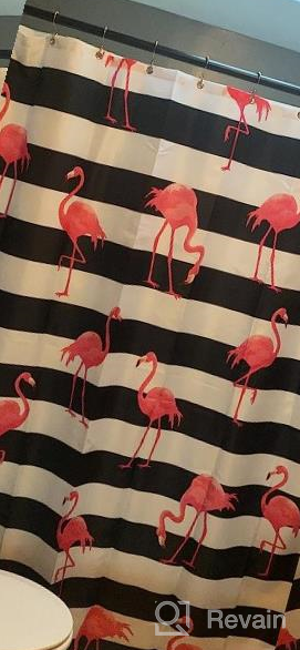 img 1 attached to Add A Tropical Touch To Your Bathroom With LIVILAN Pink Flamingo Shower Curtains - Machine Washable And Comes With Hooks! (72" X 78") review by Rico Posley