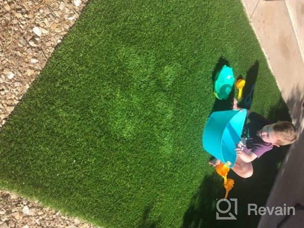 img 1 attached to SavvyGrow Realistic Astroturf Rug 5 Ft X 8 Ft- Premium 4 Tone Synthetic Astro Turf, Easy To Clean With Drain Holes - Patio Grass Backdrop - Non Toxic Eco-Friendly (Many Sizes) review by Jaleel Kadlecik