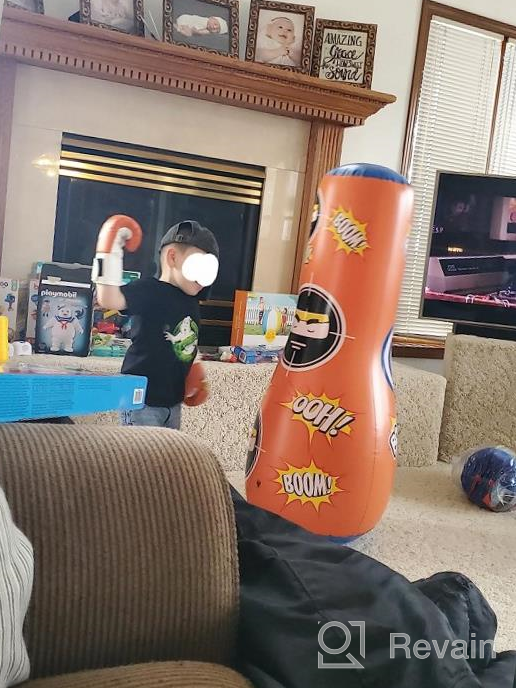 img 1 attached to Kids Punching Bag With Stand - Free Standing Inflatable Bounce Back Boxing Equipment For Practice Kickboxing MMA Karate (Orange) review by Joaquin Bennett