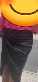 img 7 attached to LYANER Атласная юбка миди с высокой талией и асимметричным разрезом с рюшами для женского облегающего стиля