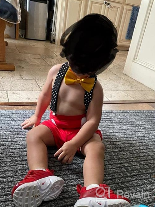 img 1 attached to 👶 Adorable Baby Boys Adjustable Y Back Suspenders with Pre-tied Outfits for Birthday Cake Smash & Bloomers Bowtie Set review by Kaushik Hall