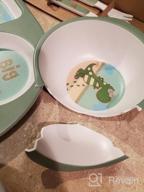 img 1 attached to Dino-Printed Bamboo Dinner Set For Toddlers: Includes Divided Plate, Feeding Dish, And Bib - Ideal Baby Tableware For Mealtime Fun And Easy Cleanup review by Pete Martin