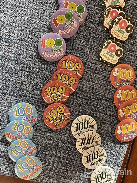 img 1 attached to 🎉 36 Pieces of 100 Days Smarter Badges in 9 Unique Cartoon Styles - Round Brooch Pins for Kids, Celebrating 100 Days of School review by David Maxwell