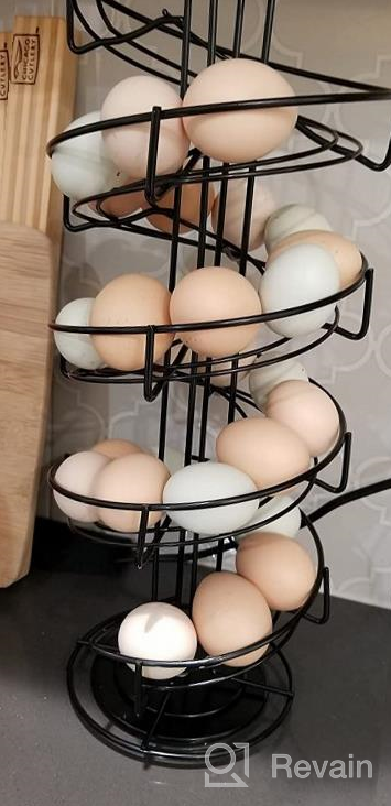 img 1 attached to Toplife Spiral Design Metal Egg Skelter Dispenser Rack: Stylish Storage & Display Solution In White review by Jerry Leon