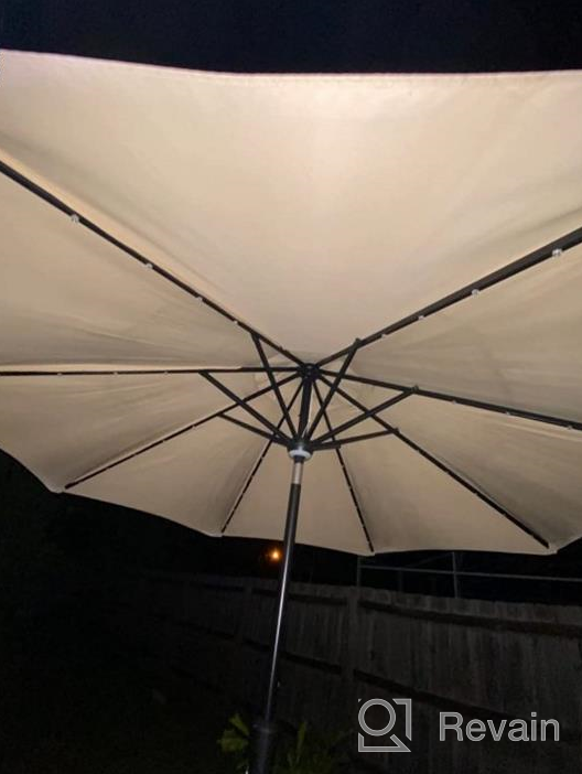 img 1 attached to GOLDSUN 9 Foot Market Solar LED Outdoor Aluminum Table Umbrella With Push Button Tilt, Aqua Blue review by Dennis Brinson