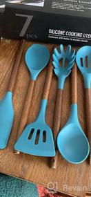 img 7 attached to 🥄 Deedro 7 Piece Silicone Kitchen Utensils Set with Acacia Wooden Handle - High Heat Resistant Cooking Tools, Khaki