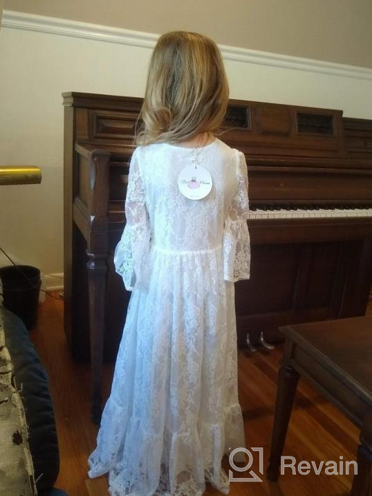 img 1 attached to 🌸 Bow Dream Vintage Boho Lace Flower Girl Dress for Wedding - Long Sleeves, Pageant & First Communion - Sizes 2T to 12 Years Old review by Wendy Hernandez