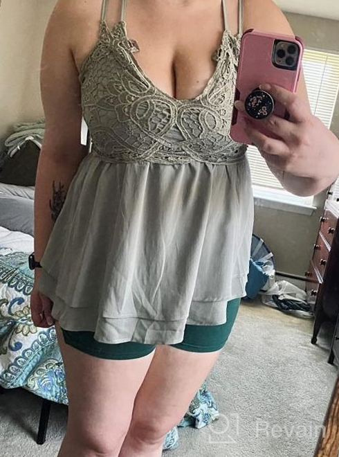 img 1 attached to Stylish Lace V-Neck Chiffon Cami Tank Top With Spaghetti Straps - Sleeveless Women'S Shirts By Feager review by Austin Cejudo